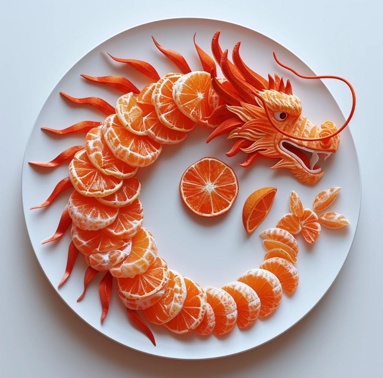 Dragon made of oranges KellyOnTech