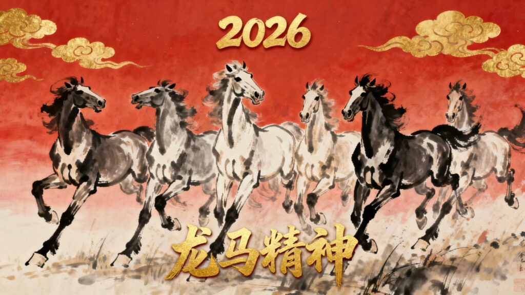 In the style of Xu Beihong's galloping steeds Mans International KellyOnTech
